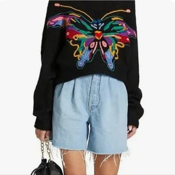 Free People NWT MOTHER SNACKS Pleated High Waist Raw Hem Relaxed Shorts, Sz 30 - Picture 1 of 11